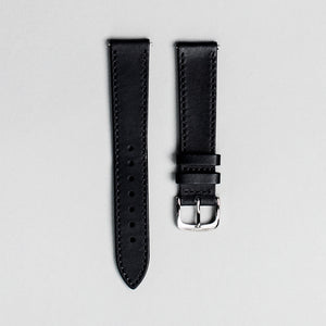The black Italian veg tan strap with polished buckle. 18mm