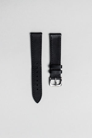 The black Italian veg tan strap with polished buckle. 18mm